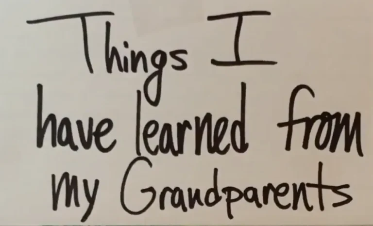 a handwritten note saying "things i have learned from my grandparents"