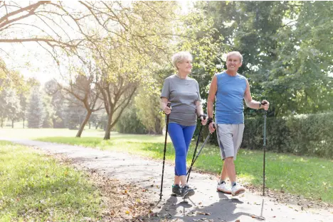 An image of two people reaping the benefits of walking for seniors