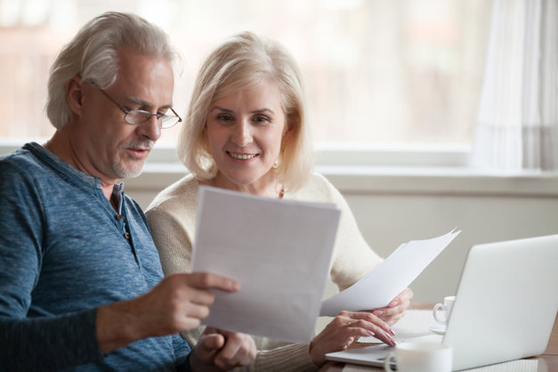 Older couple planning for the costs of memory care